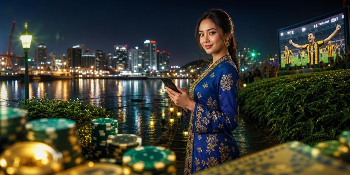 Wanita Malaysia berpakaian baju kurung menggunakan aplikasi kasino dalam talian dengan selesa